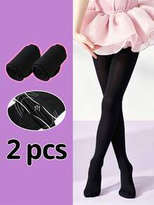 2pcs/Pack Solid Color Fashion Children's Dance Practice Tights, Soft And Comfortable Elegant Tights, Suitable For All Seasons, Multiple Colors Available - Multicolor - View 20