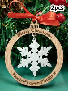 LICVIC 客製化雪花聖誕裝飾品，個性化聖誕樹裝飾，節慶房間飾品，客製化姓名吊飾禮物，可客製化聖誕紀念品 - 風格A - 查看 12