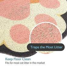 Cute Cat Litter Mat, Cat Litter Box Mat, Soft Touch, Easy To Clean, Non-Slip, Pet Supplies, White Paw Print - Multicolor - View 5