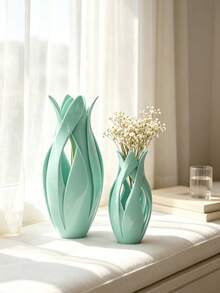 1/2pcs Twisted Petal Hollow Design Vase, Minimalist High-End Artistic Flower Vessel, Multi-Color Options, Desktop Display Decor, Dried Flower Reed Fresh Flower Arrangement Container, Bedroom Living Room Home Decoration - Twisted Petals - View 7