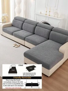 1pc Plaid Embossed High Elastic L-Shaped Sofa Cover, Soft Skin-Friendly Easy To Clean Scratch-Resistant Sofa Cushion Protector, Machine Washable All-Season Pet-Friendly Sofa Cover, Suitable For 1/2/3 Seater And L-Shaped Corner Sofas - Dark Grey - View 13