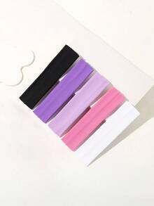 5PCS Minimalist Basic Solid Color Elastic Wide Band Children's Headbands, Suitable For Photography, Travel, Sports, Daily Casual Hair Accessories - Multicolor - View 4