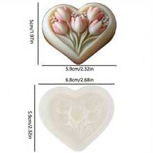 Heart Tulip Silicone Mold, Aromatherapy Candle Mold, Heart & Tulip Combined 3D Flat Bottom Design, Perfect For Handmade DIY Decoration, Handmade Soap Making, And Home Decor, Reusable And Durable Silicone Mold - Tulip - View 6