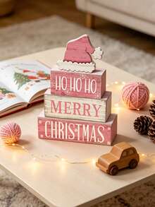 4pcs Christmas Desktop Pink Decor Set, Christmas Multi-Layer Tray, Classic Style, Suitable For Home Dining Table, Scene Arrangement, Holiday Decoration, Room Decor, Home Decor, Theme Party Decor, Christmas Home Decor - Multicolor - View 6