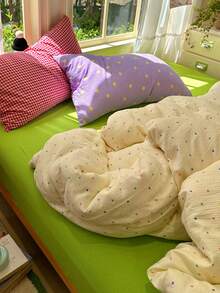 Macaron Colorful Polka Dot Bedding Set, Soft Crinkled Texture, Mix And Match Bedroom, Includes 1 Duvet Cover, 1 Bed Sheet, 2 Pillowcases, Duvet Insert And Pillow Insert Not Included - Green - View 10