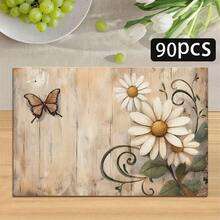 1/4/6 pièces Sets de table imprimés avec motif de marguerites & papillons de la série automne, tapis de table résistants à la chaleur pour la cuisine de la maison, protection de table, table de salle à manger, décoration de fête - Multicolore - Voir 15