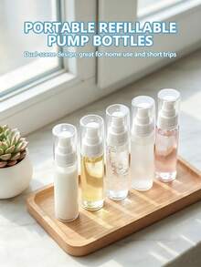 1/2pcs Plastic Lotion Bottles With Pump Head And Nozzle, Suitable For Essence, Foundation, Skincare Samples, Convenient Travel-Friendly Refillable Cosmetic Containers For Moisturizing And Product Testing - Multicolor - View 8