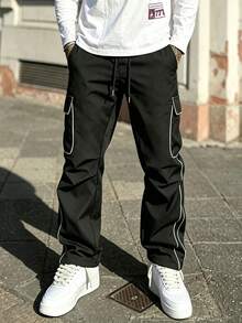 Men's Casual Fashion Long Pants Outdoor Sports Multi-Pocket Cargo Pants - Black - View 1