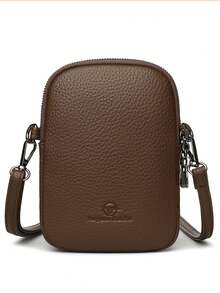 Minimalist Solid Color PU Leather Crossbody Small Bag, Multi-Compartment Zipper Square Bag, Versatile Daily Commute Shoulder Bag - Multicolor - View 7