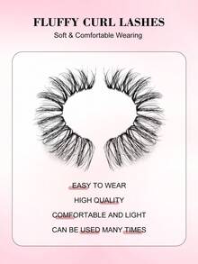 7 Pairs Cartoon Style False Eyelashes, Reusable, Transparent Stem, Faux Mink Fur, Natural Fluffy Criss-Cross Tail, Thin Dense Lengthening False Eyelashes - Black - View 3