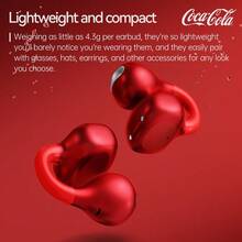 Earbud Nirkabel Klip Coca-Cola Resmi Berlisensi KC01, Desain Estetik Transparan, Baterai 12 Jam, Wireless 6.0, Kontrol Sentuh, Ringan & Portabel, Pilihan Hadiah Ideal - View 4