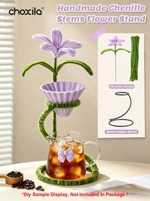 choxila 1pc S-Shaped Metal Pour Over Coffee Filter Holder With Handmade Lily Flower Decoration, Pink And Purple Optional, Pour Over Coffee Brewing Accessory, Suitable For Coffee Filter Paper And Server, Ideal For Home And Outdoor Coffee Lovers - Purple - View 13