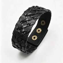 1pc Minimalist Black Bracelet, Vintage Copper Buckle Adjustable Bangle - Black - View 10
