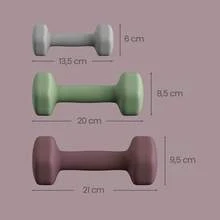 Kurzhantel Set, 2 x 1 kg, 2 x 3 kg, 2 x 5 kg, Hanteln mit Hantelständer, Neopren-Beschichtung, hellgrau, grün und rot - hellgrau, grün und rot - Übersicht 3
