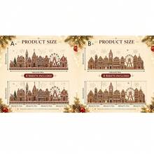 1 Set Of 4pcs Christmas Gingerbread Town Ferris Wheel Fireworks Window Sticker, Reusable PVC Electrostatic Adsorption Window Sticker, Suitable For Shops, Cafes, Homes, And Holiday Party Decorations. - Multicolor - View 10