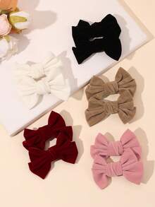10PCS Velvet Bow Hair Clip For Girls Solid Color Autumn &Winter Fashion Hair Clip Suitable For Daily Girls And Kid's Hair Accessories - Multicolor - View 4