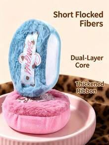 1pc Round Powder Puff, Leopard Print Ribbon Detail, Fluffy Flocked Fiber, Large Thick Soft Touch, Low Powder Absorption, Blush Setting Makeup Powder Puff, Portable Daily Beauty And Travel Essential - Multicolor - View 9