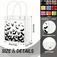 Halloween Black Bat Pattern Reusable Gift Bag With Handle, Includes Raffia, Suitable For Trick Or Treat, Birthday Party Gift Bag, Halloween Party Decoration - Multicolor - View 9
