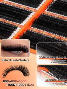 648/684/720pcs Natural False Eyelashes, Made Of Faux Mink Fur Material, With Lightweight, Soft And Comfortable Eyelash Clusters. Equipped With Eyelash Tools, It Can Create A Natural And Beautiful Effect. Suitable For Halloween And Christmas. - Multicolor - View 8