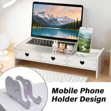 Computer Monitor Riser With Drawer Keyboard Storage Rack For Desk Organization Desk Shelf Organizer For Laptop - View 4
