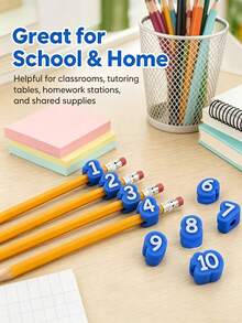 Numbered Pencil Cap Set, Reusable Classroom Pencil Labels For Teacher Organization, Student Supply Tracking Markers, Desk And Art Supply Storage Box Management Tool, Reusable Classroom Pencil Labels With Numbered Caps, Suitable For Teachers, School Stationery Organization, Pencil Tracking Markers, Applicable To School, Office, Home Teaching Labeling System - Multicolor - View 4