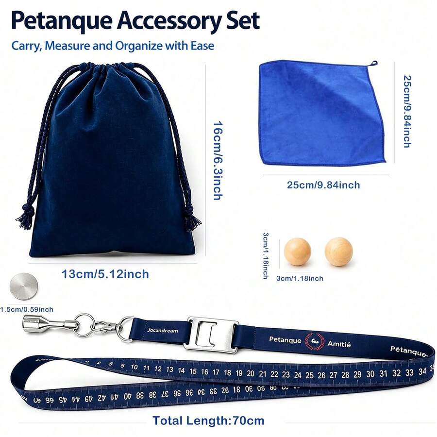 Bocce Ball Accessory Set, Includes Target Ball, Cleaning Cloth, Marker Disc, Drawstring Storage Bag, Outdoor Lawn Game Replacement Parts - Multicolor - View 1