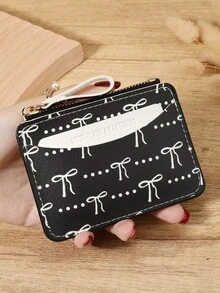 Fashion Bow Print Zipper Closure Women's Coin Wallet, Lightweight And Portable Cash, Credit Card, Coin Card Bag, Suitable For Outdoor And Travel - Pink - View 15
