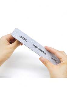 3Pcs Professional Rectangular Nail Files Double-Sided Gritting Nail Sanding Strips Manicure Tools 100/180 - Light Grey - View 8