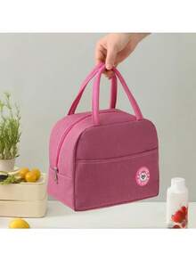 1pc Insulated Lunch Bag, Portable Plastic Lunch Box With Aluminum Foil Lining, Suitable For Work And School Lunch, Storage And Organization, Kitchen Supplies (Bottom Icon Color Random), Christmas Gift, Back To School Season, Outdoor Portable Bag - Multicolor - View 4