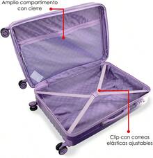ROYAL SWISS Maleta ANDERMATT, Mediana 24", rígida ABS, expandible, candado de  (Morado) - Morado - Ver 6
