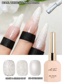 AiFer 1 Pc 15ml Pearl White Shimmer Gel Nail Polish Can Be Used With Different Background Colors To Make Threaded Nails - White - View 2