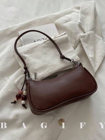 New Fashion Solid Color Handbag/Shoulder Bag, Suitable For Parties, Gatherings, Outings, Vacations, Shopping And Daily Use, Can Store Coins, Phones, Also Can Be Used As Work Bag For White-Collar Workers, College Students And Office Workers, Elegant Designer Bag For Women