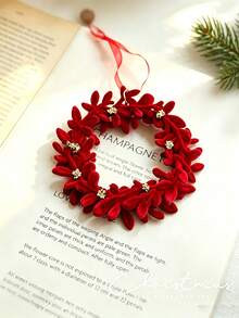 Luxury And Exquisite Red Flocked Christmas Ornament, Christmas Tree Decoration, Snowflake, Reindeer, Bow, Bell Pendant, Christmas Ornament, Christmas Gift. - Multicolor - View 7
