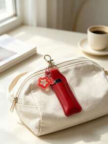 Sweet Style PU Leather Lipstick Holder Keychain, Bag Charm Accessory, Paired With Transparent Bear And Star Candy Charms. Built-In Slot For Lipstick/Lip Balm, Lobster Clasp Design For Easy Attachment To Bag Exterior, Convenient For Quick Access. Exquisite Design With Full Girly Charm, Compact And Space-Saving, Both A Storage Accessory And A Beautiful Bag Decoration. - Multicolor - View 9