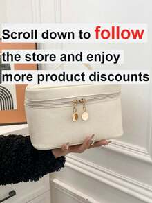 Cartoon Pattern Zipper Makeup Bag - Beige - View 2