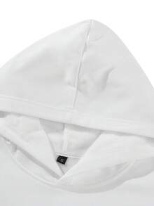 Men's Plus Size Spring/Autumn Sports Casual Loose Fit Hoodie Sweatshirt - White - View 2