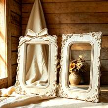 Unfinished Carved Wooden Photo Frame, Ornate Vintage Style Raw Wood Picture Frame For DIY Painting Home Decor - White - View 3