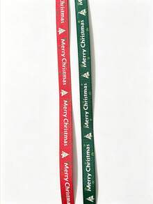 Christmas Ribbon - Red And Green Color Scheme, Printed With "Merry Christmas", Suitable For Gift Wrapping, Wreaths, Crafts, Decorations, Holiday Decor, Decorative Stripes, Smooth Surface - Multicolor - View 10