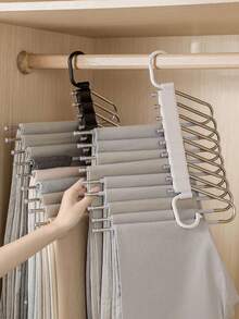 1pc Space-Saving 5/9 Tier Metal Pants Rack, Non-Slip Metal S-Shaped Closet Organizer With Hooks For Leggings And Long Pants, Wardrobe Accessory | Stable Clothes Hanger | Sturdy Metal Clothes Hanger - Multicolor - View 5