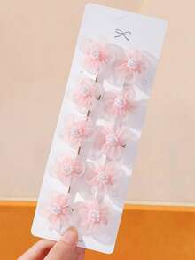 10入女孩粉色小花側分髮夾 女款簡單瀏海夾 甜美百搭不傷髮 鱷魚夾式髮飾 適合日常使用與送禮 - 粉色 - 查看 3