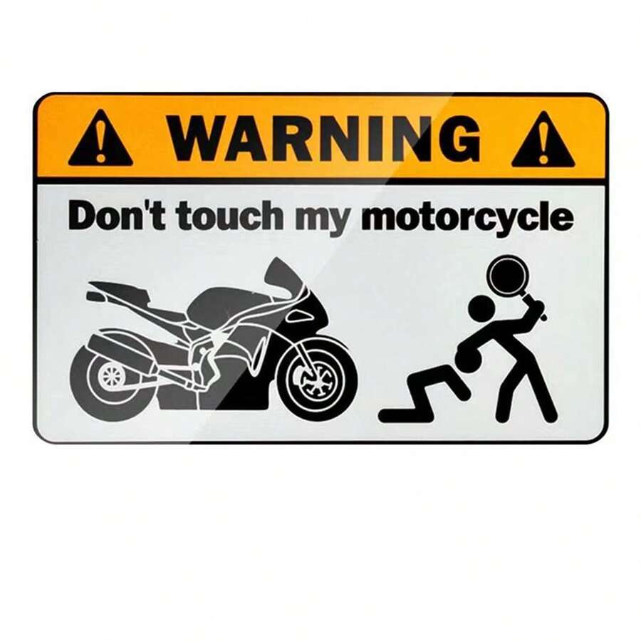 AD 1件 3D樹脂反光摩托車頭盔貼紙「DON'T Touch My Motorcycle」警告趣味反光貼紙 - 白色 - 查看 1