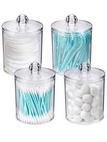 Acrylic Transparent Cotton Swab Toothpick Storage Box, Dual Compartment Design, Transparent Cosmetic Storage Box, Suitable For Bathroom, Vanity, Medicine Cabinet Countertop, Durable Odorless Container - A - View 2