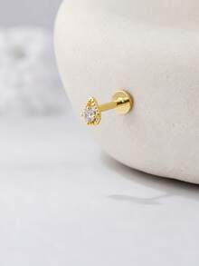 1pc 925 Sterling Silver Flower Stud Earring, Spiral Earring Stack, Flat Back Cartilage Ear Stud, Suitable For Women's Daily Wear, Wedding, Party, Engagement, Exquisite Jewelry - Yellow Gold - View 2