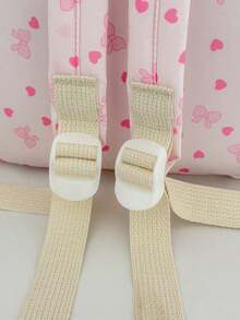 3pcs Back To School Heart Bow Pattern Backpack Set, Large Capacity Nylon School Day Bag With Lunch Bag And Pencil Case, Multi-Pocket Casual Backpack, Lightweight Bookbag, Suitable For Students/Graduates/Young People, Perfect For Back To School/Daily/Shopping/Short Trips And Outdoor Leisure Activities - 8216 - View 11