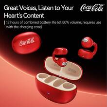 Earbud Nirkabel Klip Coca-Cola Resmi Berlisensi KC01, Desain Estetik Transparan, Baterai 12 Jam, Wireless 6.0, Kontrol Sentuh, Ringan & Portabel, Pilihan Hadiah Ideal - View 1