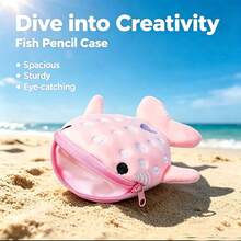 1/2pcs Cute Ocean Fish‑Shaped Pencil Case & Mini Coin Purse Set, Multi‑Purpose Zipper Storage Pouch For Stationery, Earphones, Keys & Small Essentials, Portable Lightweight Makeup Organizer Bag For Travel, School, Daily Use, Sea‑Animal Design - Multicolor - View 15