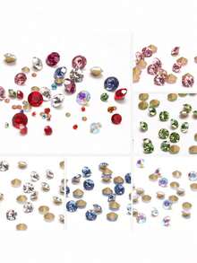 6-Grid Mixed Size Pointed Back Glass Nail Rhinestones, Nail Art Embellishment Accessory, DIY Nail Decoration, For DIY Nail Design And Daily Wear - Multicolor - View 3