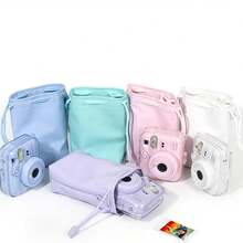 1pc PU Leather Drawstring Camera Pouch For Fujifilm Instax Mini 13/12/11/9/8, Soft Portable PU Leather Storage Drawstring Bag, Dust‑Proof Protective Camera Sleeve For Instant Camera - View 1