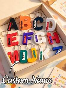Personalized Keychain, Customized Letter Keychain, Customizable Name/Text, Luggage Bag Charm, Gift For Her, School Supplies, Teacher's Day Gift, Teenager Gift, Graduation Gift, Back To School Gift - Multicolor - View 1