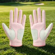 Sarung Tangan Golf Wanita Warna Pink, Sepasang, Anti Selip, Bernapas, Tahan Lama, Modis - Berwarna merah muda - View 3